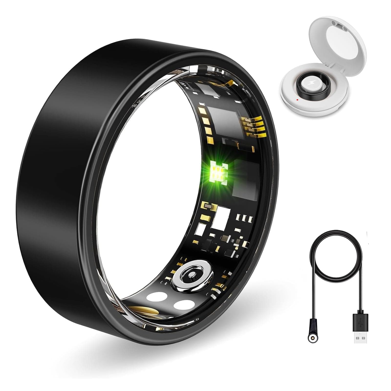 Smart Ring Health Tracker, Sleep&Exercise Monitor Heart Rate,Blood Oxygen,Fitness Trackers for Man&Women -Long Lasting Batteries,Waterproof Sleep Tracking Wearable (Black, 8) Black 8