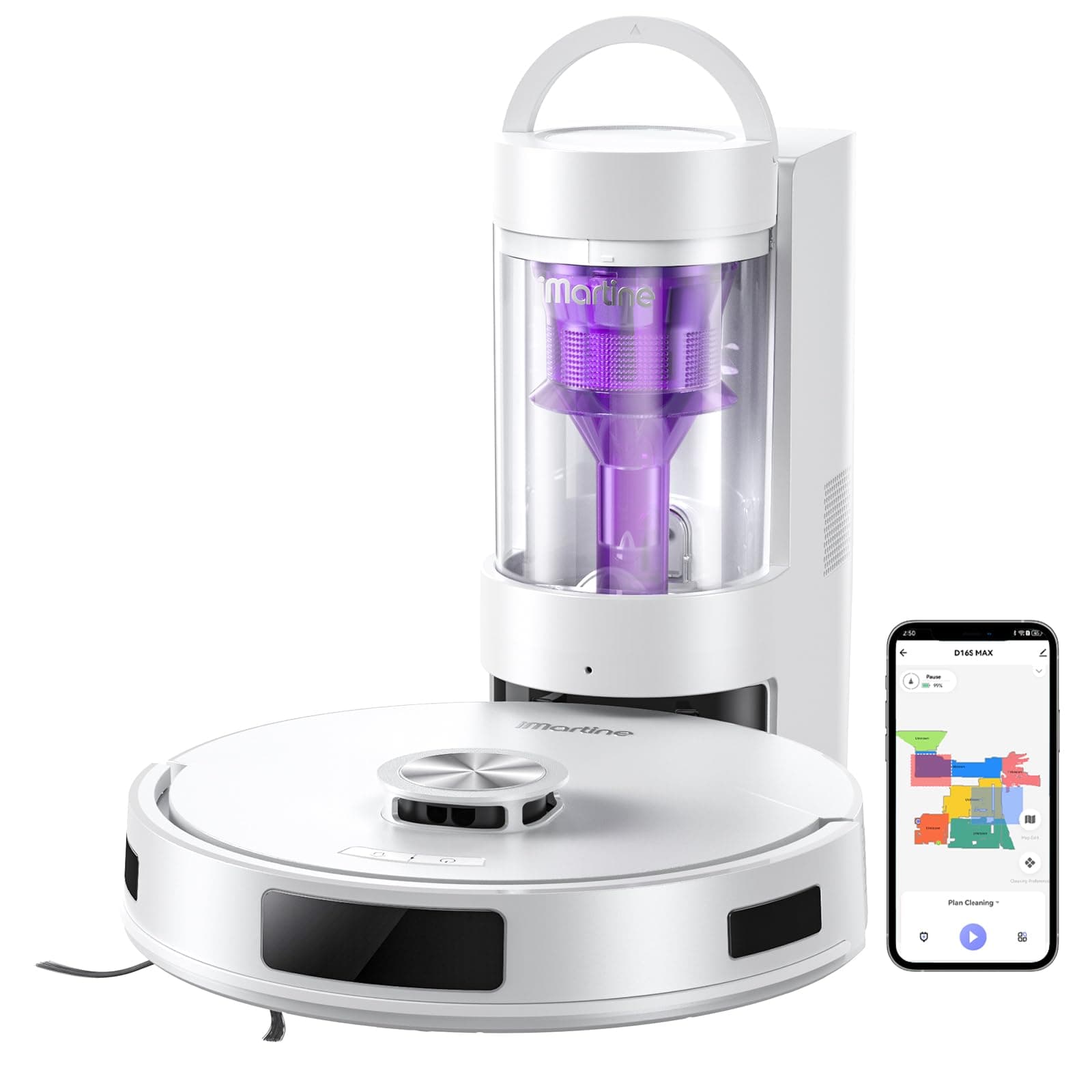 Robot Vacuum and Mop Combo, Robot Vacuum Cleaner with Bagless Self Emptying Station, 18000Pa Suction, LiDAR Navigation, ideal for Pet Hair, Carpet & Hard Floor, Compatible with App/Alexa/Voice Control Purple